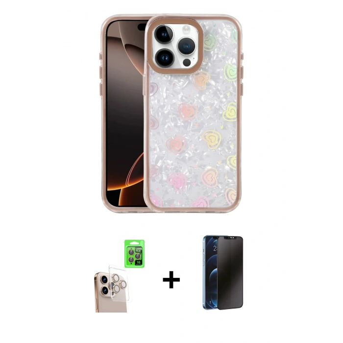 MARSİLYAN™- iPhone 16 Pro Max Kılıf Odak Prime - Siyah 3D Antistatik Hayalet Cam Ekran Koruyucu + Raze Metal Kamera Lens - NLGY