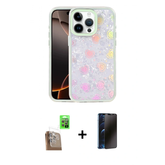 MARSİLYAN™- iPhone 16 Pro Max Kılıf Odak Prime - Siyah 3D Antistatik Hayalet Cam Ekran Koruyucu + Raze Metal Kamera Lens - CLTM