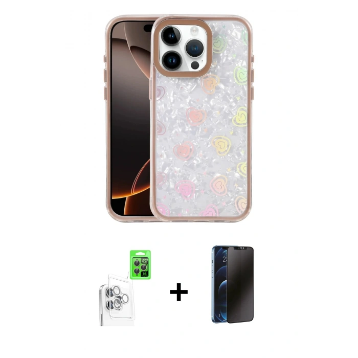 MARSİLYAN™- iPhone 16 Pro Max Kılıf Odak Prime - Siyah 3D Antistatik Hayalet Cam Ekran Koruyucu + Raze Metal Kamera Lens - BZ