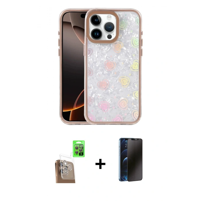 MARSİLYAN™- iPhone 16 Pro Max Kılıf Odak Prime - Siyah 3D Antistatik Hayalet Cam Ekran Koruyucu + Raze Metal Kamera Lens - CLTM