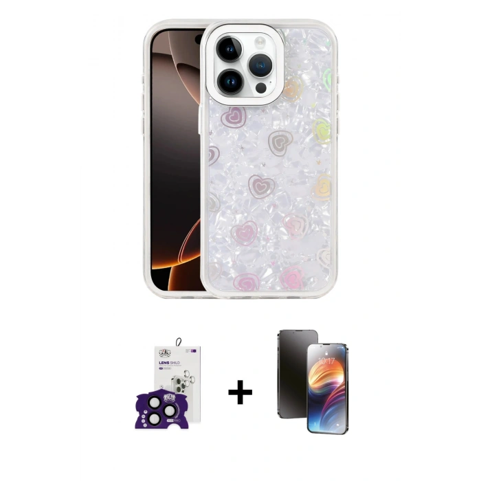MARSİLYAN™- iPhone 16 Pro Max Kılıf Odak Prime - Siyah 3D Antistatik Mat Seramik Nano Ekran Koruyucu + Bilvis Titan Kamera Lens - SH