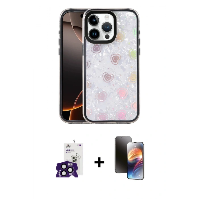 MARSİLYAN™- iPhone 16 Pro Max Kılıf Odak Prime - Siyah 3D Antistatik Mat Seramik Nano Ekran Koruyucu + Bilvis Titan Kamera Lens - SH