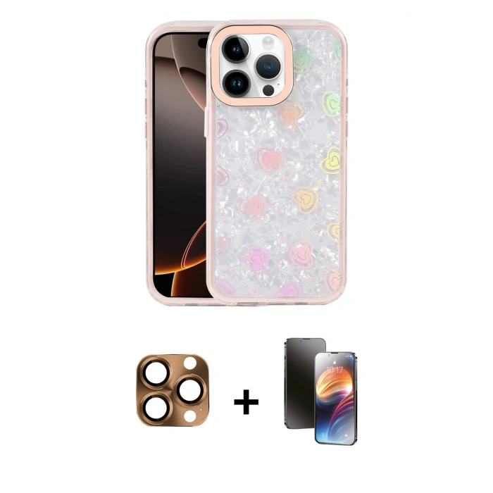 MARSİLYAN™- iPhone 16 Pro Max Kılıf Odak Prime - Siyah 3D Antistatik Mat Seramik Nano Ekran Koruyucu + Pers Alüminyum Kamera Lens - CLTM