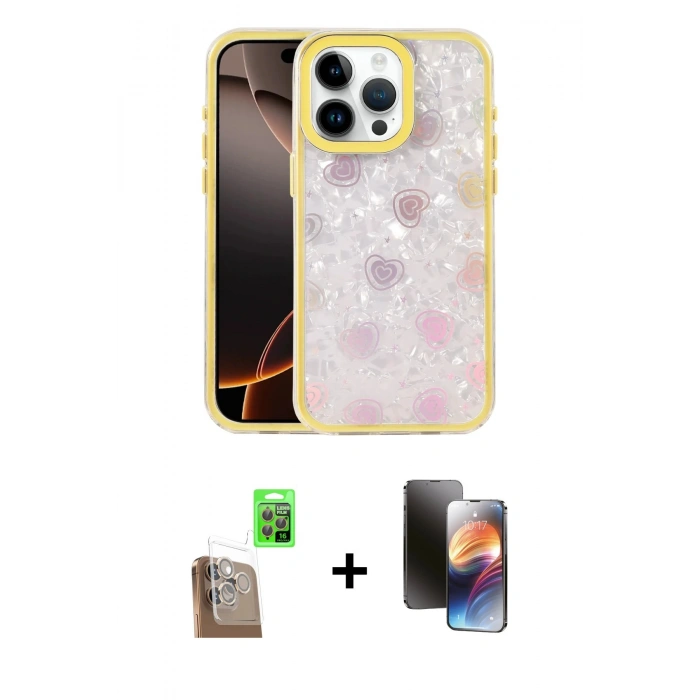 MARSİLYAN™- iPhone 16 Pro Max Kılıf Odak Prime - Siyah 3D Antistatik Mat Seramik Nano Ekran Koruyucu + Raze Metal Kamera Lens - CLTM