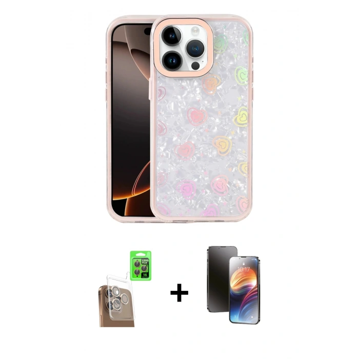 MARSİLYAN™- iPhone 16 Pro Max Kılıf Odak Prime - Siyah 3D Antistatik Mat Seramik Nano Ekran Koruyucu + Raze Metal Kamera Lens - CLTM
