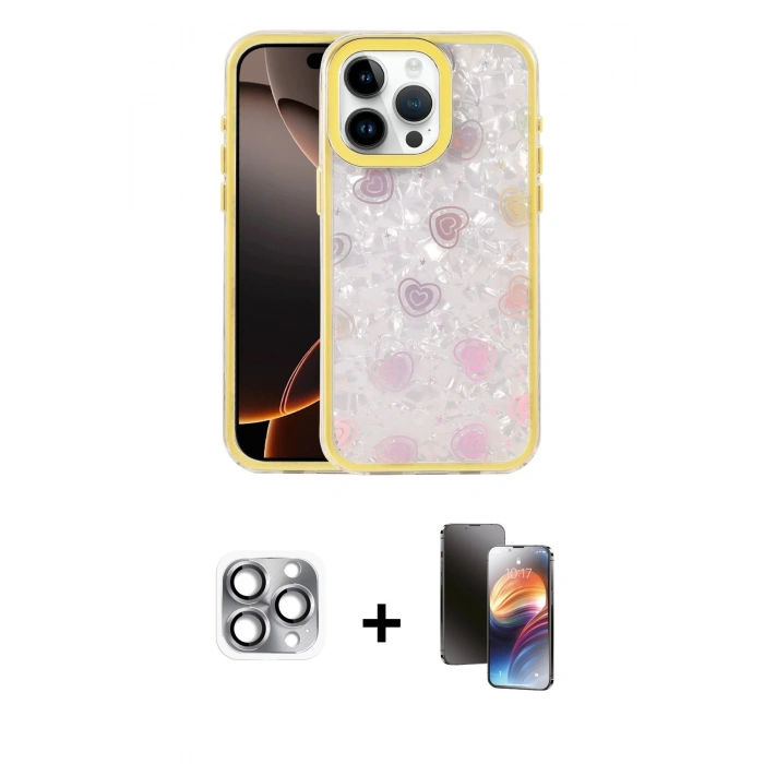 MARSİLYAN™- iPhone 16 Pro Max Kılıf Odak Prime - Siyah 3D Antistatik Mat Seramik Nano Ekran Koruyucu + Pers Alüminyum Kamera Lens - GI