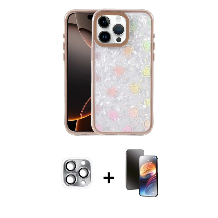 MARSİLYAN™- iPhone 16 Pro Max Kılıf Odak Prime - Siyah 3D Antistatik Mat Seramik Nano Ekran Koruyucu + Pers Alüminyum Kamera Lens - GI