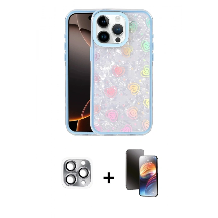 MARSİLYAN™- iPhone 16 Pro Max Kılıf Odak Prime - Siyah 3D Antistatik Mat Seramik Nano Ekran Koruyucu + Pers Alüminyum Kamera Lens - GI