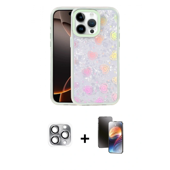 MARSİLYAN™- iPhone 16 Pro Max Kılıf Odak Prime - Siyah 3D Antistatik Mat Seramik Nano Ekran Koruyucu + Pers Alüminyum Kamera Lens - GI