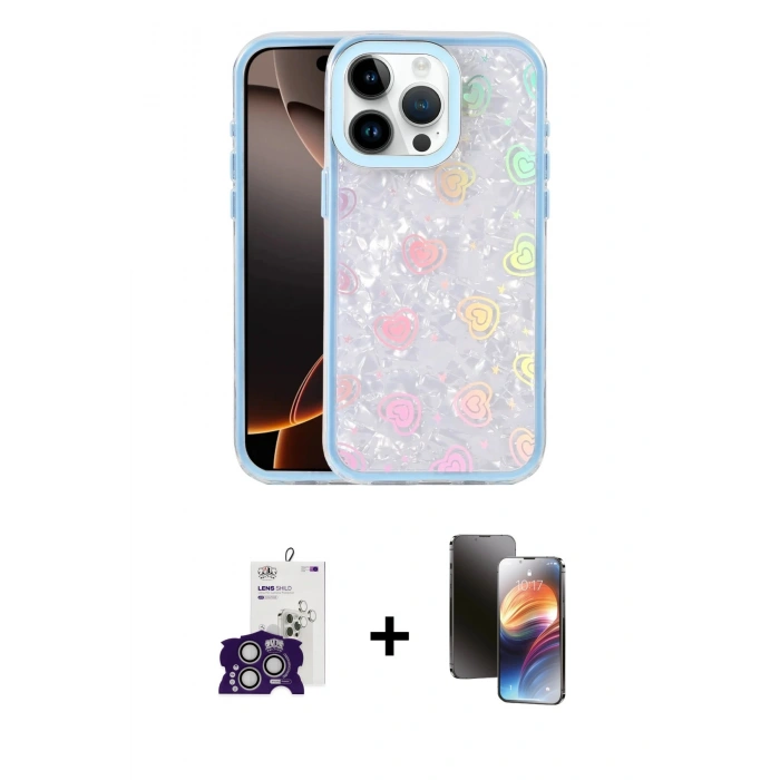MARSİLYAN™- iPhone 16 Pro Max Kılıf Odak Prime - Siyah 3D Antistatik Mat Seramik Nano Ekran Koruyucu + Bilvis Titan Kamera Lens - GS