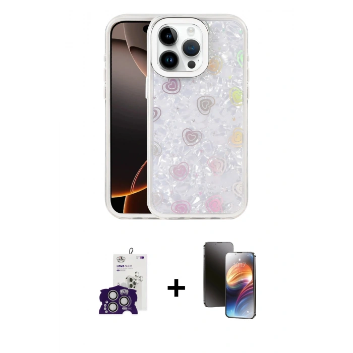 MARSİLYAN™- iPhone 16 Pro Max Kılıf Odak Prime - Siyah 3D Antistatik Mat Seramik Nano Ekran Koruyucu + Bilvis Titan Kamera Lens - GS
