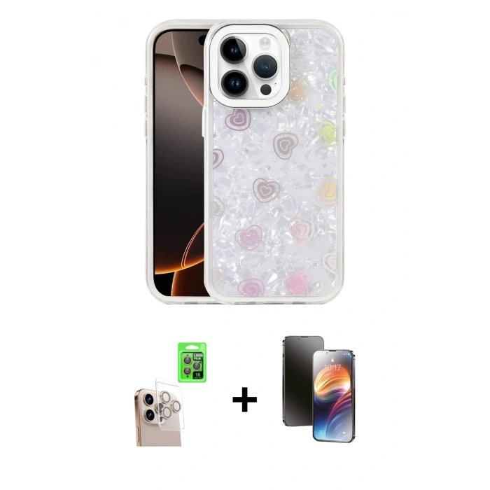 MARSİLYAN™- iPhone 16 Pro Max Kılıf Odak Prime - Siyah 3D Antistatik Mat Seramik Nano Ekran Koruyucu + Raze Metal Kamera Lens - NLGY