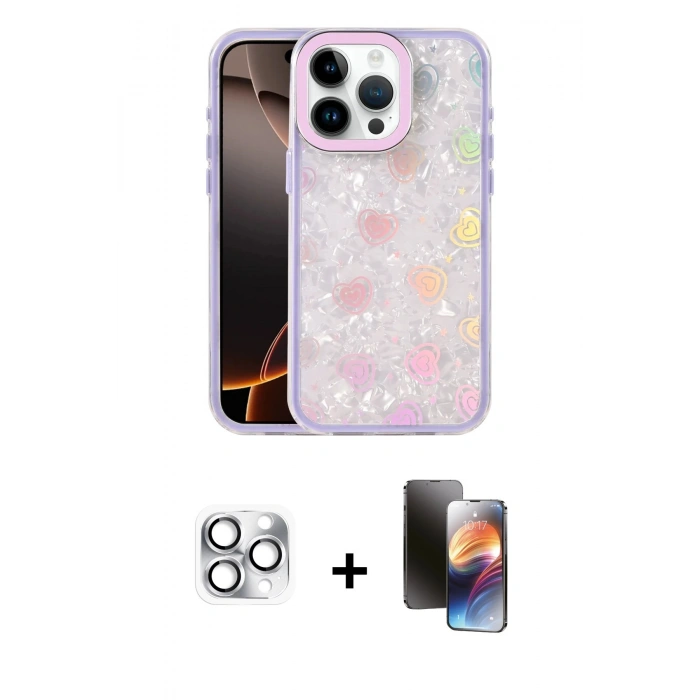 MARSİLYAN™- iPhone 16 Pro Max Kılıf Odak Prime - Siyah 3D Antistatik Mat Seramik Nano Ekran Koruyucu + Pers Alüminyum Kamera Lens - GS