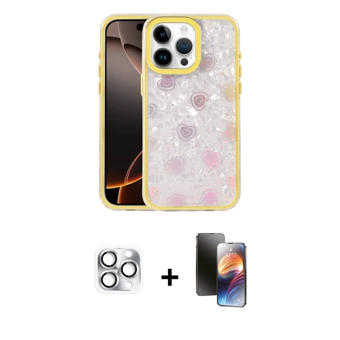 MARSİLYAN™- iPhone 16 Pro Max Kılıf Odak Prime - Siyah 3D Antistatik Mat Seramik Nano Ekran Koruyucu + Pers Alüminyum Kamera Lens - GS