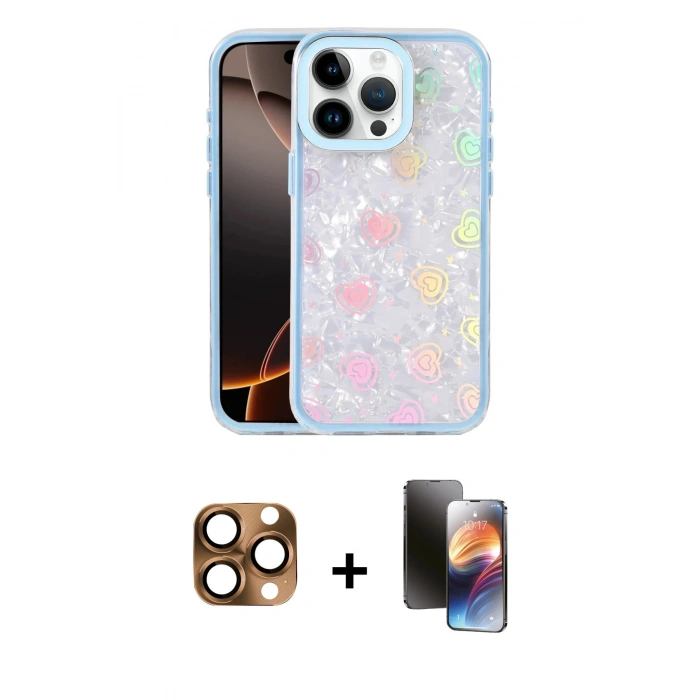 MARSİLYAN™- iPhone 16 Pro Max Kılıf Odak Prime - Siyah 3D Antistatik Mat Seramik Nano Ekran Koruyucu + Pers Alüminyum Kamera Lens - CLTM