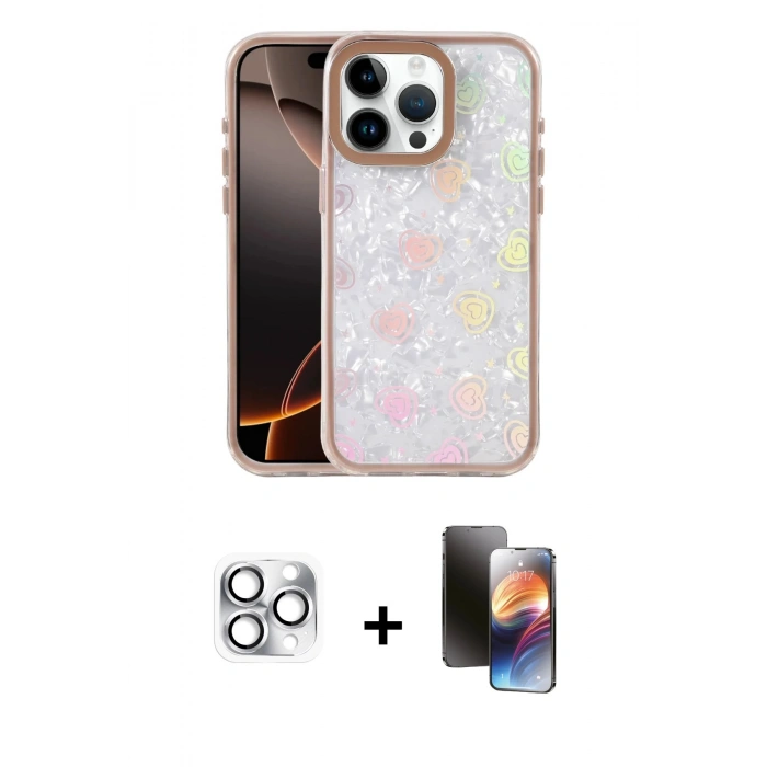MARSİLYAN™- iPhone 16 Pro Max Kılıf Odak Prime - Siyah 3D Antistatik Mat Seramik Nano Ekran Koruyucu + Pers Alüminyum Kamera Lens - GS