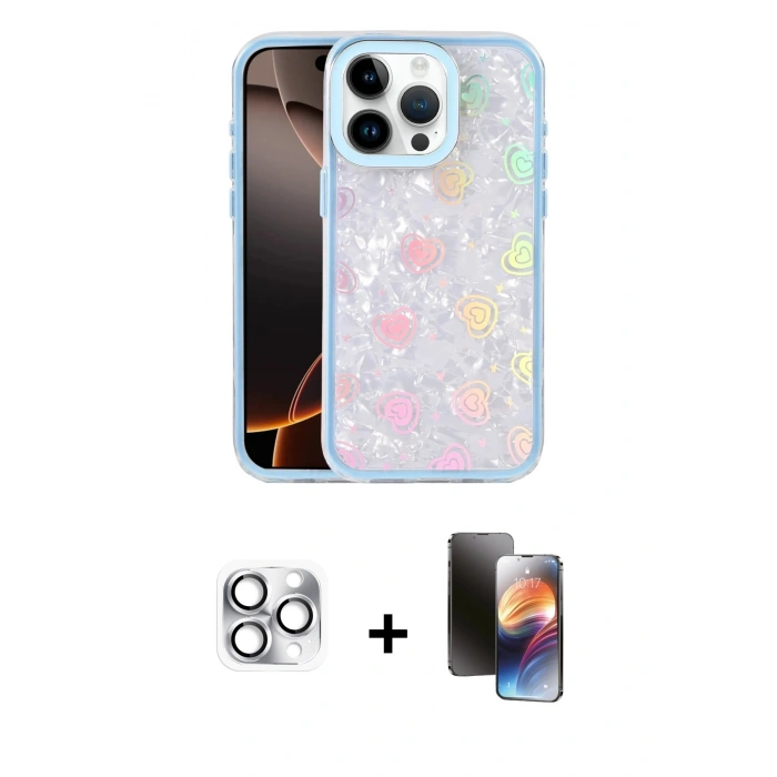 MARSİLYAN™- iPhone 16 Pro Max Kılıf Odak Prime - Siyah 3D Antistatik Mat Seramik Nano Ekran Koruyucu + Pers Alüminyum Kamera Lens - GS
