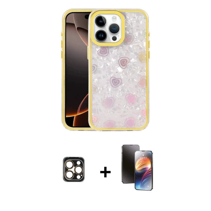 MARSİLYAN™- iPhone 16 Pro Max Kılıf Odak Prime - Siyah 3D Antistatik Mat Seramik Nano Ekran Koruyucu + PVD Metal Kamera Lens - GD