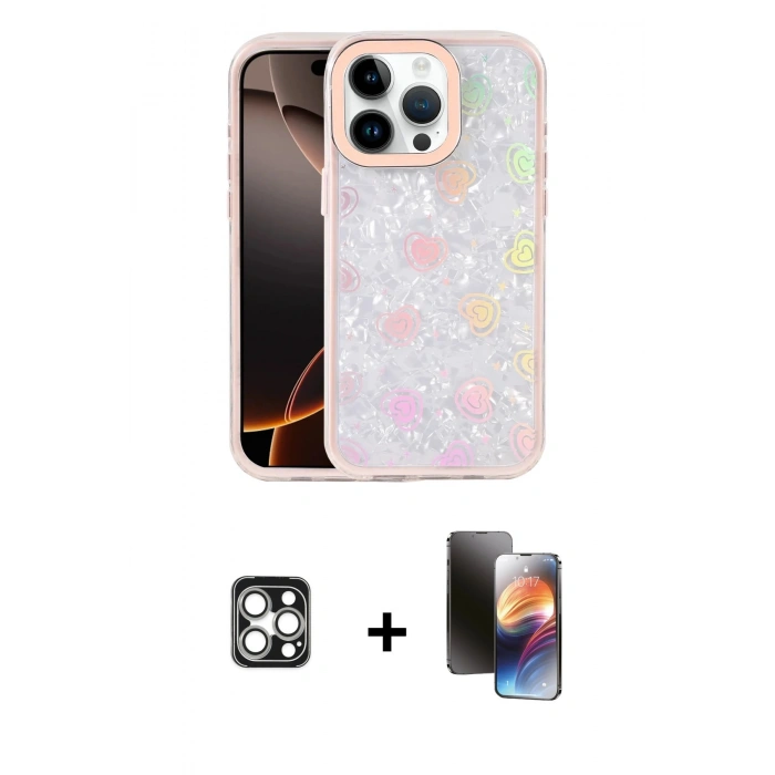 MARSİLYAN™- iPhone 16 Pro Max Kılıf Odak Prime - Siyah 3D Antistatik Mat Seramik Nano Ekran Koruyucu + PVD Metal Kamera Lens - GS