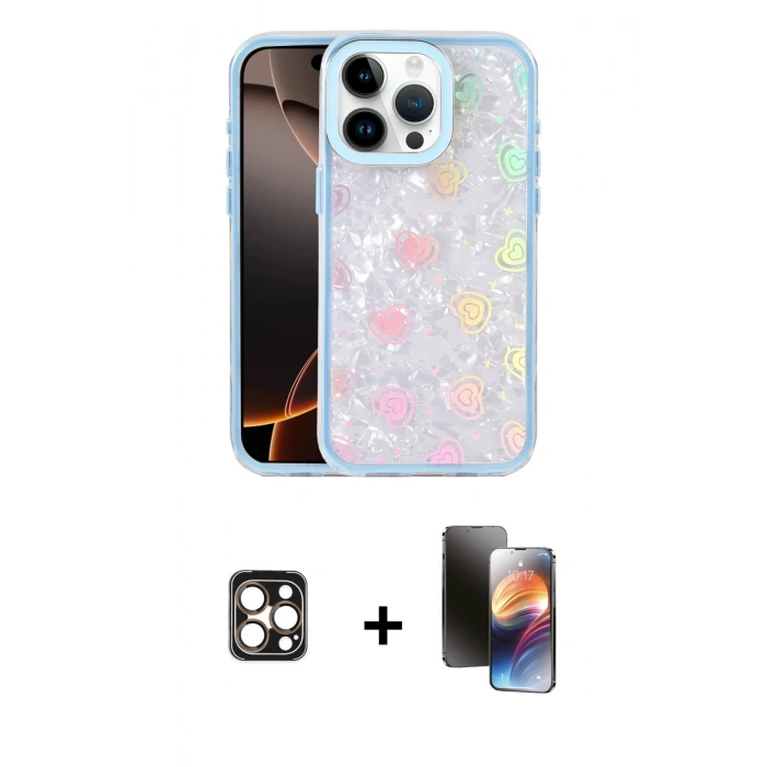 MARSİLYAN™- iPhone 16 Pro Max Kılıf Odak Prime - Siyah 3D Antistatik Mat Seramik Nano Ekran Koruyucu + PVD Metal Kamera Lens - GD