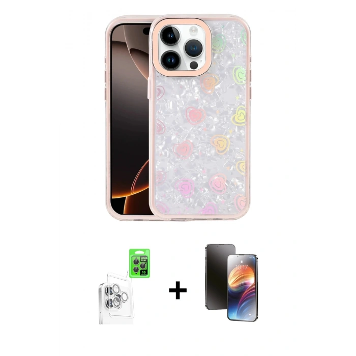 MARSİLYAN™- iPhone 16 Pro Max Kılıf Odak Prime - Siyah 3D Antistatik Mat Seramik Nano Ekran Koruyucu + Raze Metal Kamera Lens - BZ