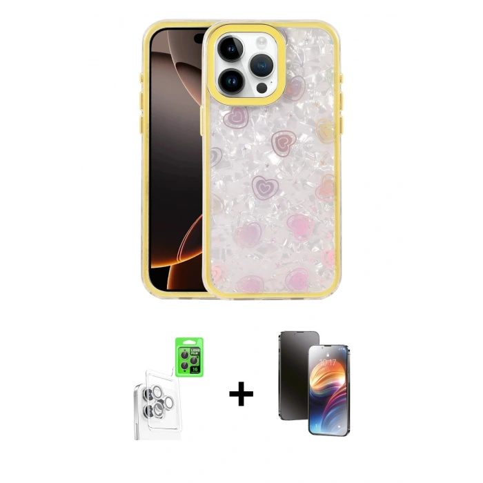 MARSİLYAN™- iPhone 16 Pro Max Kılıf Odak Prime - Siyah 3D Antistatik Mat Seramik Nano Ekran Koruyucu + Raze Metal Kamera Lens - BZ