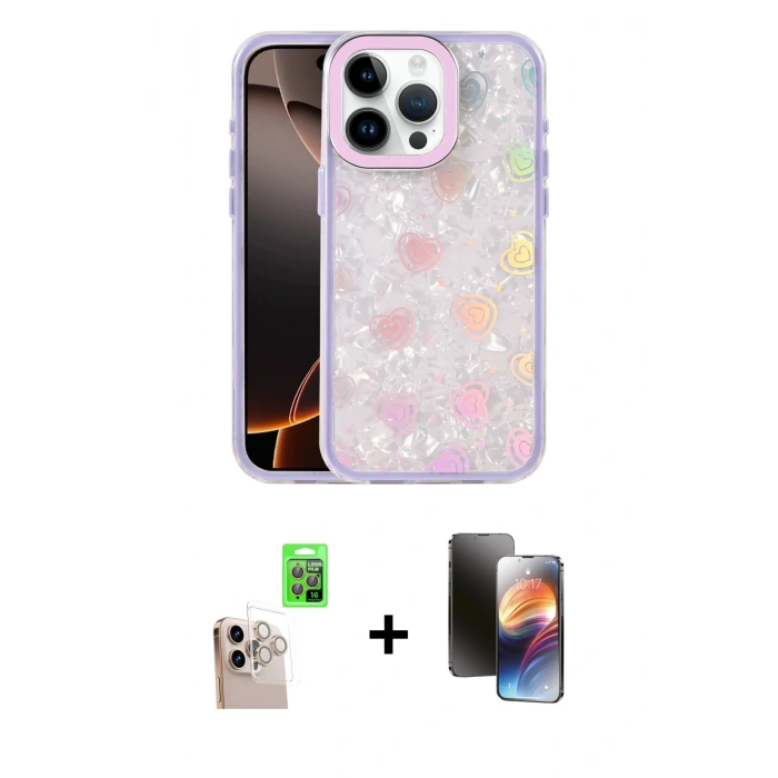 MARSİLYAN™- iPhone 16 Pro Max Kılıf Odak Prime - Siyah 3D Antistatik Mat Seramik Nano Ekran Koruyucu + Raze Metal Kamera Lens - NLGY
