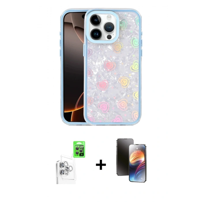 MARSİLYAN™- iPhone 16 Pro Max Kılıf Odak Prime - Siyah 3D Antistatik Mat Seramik Nano Ekran Koruyucu + Raze Metal Kamera Lens - BZ
