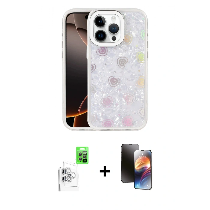 MARSİLYAN™- iPhone 16 Pro Max Kılıf Odak Prime - Siyah 3D Antistatik Mat Seramik Nano Ekran Koruyucu + Raze Metal Kamera Lens - BZ