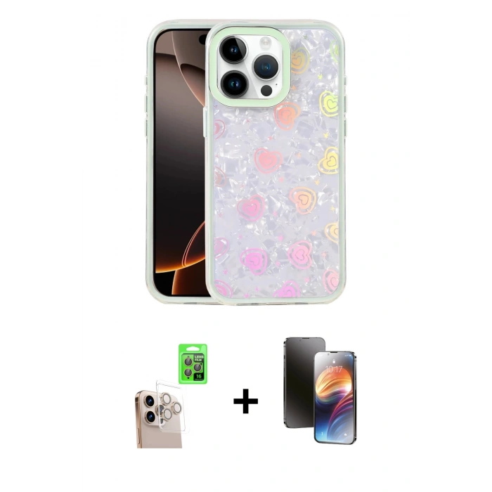 MARSİLYAN™- iPhone 16 Pro Max Kılıf Odak Prime - Siyah 3D Antistatik Mat Seramik Nano Ekran Koruyucu + Raze Metal Kamera Lens - NLGY