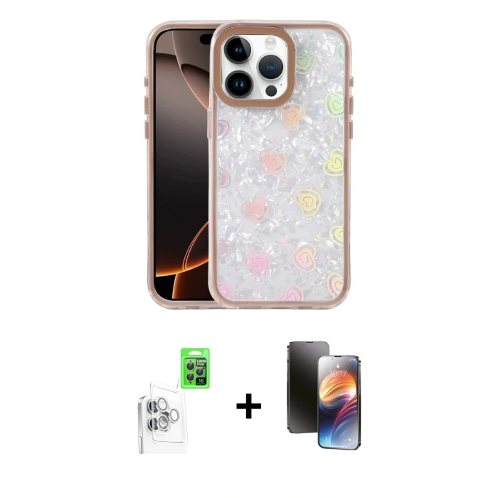 MARSİLYAN™- iPhone 16 Pro Max Kılıf Odak Prime - Siyah 3D Antistatik Mat Seramik Nano Ekran Koruyucu + Raze Metal Kamera Lens - BZ