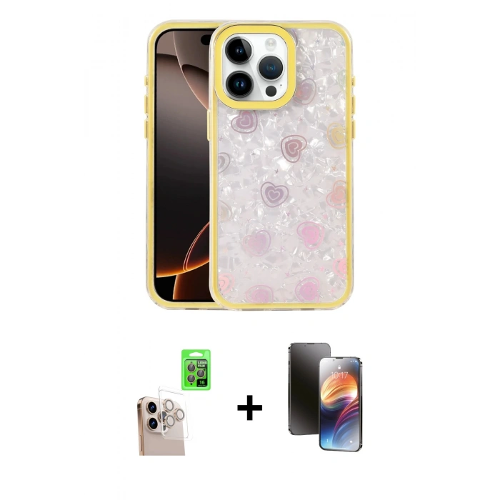 MARSİLYAN™- iPhone 16 Pro Max Kılıf Odak Prime - Siyah 3D Antistatik Mat Seramik Nano Ekran Koruyucu + Raze Metal Kamera Lens - NLGY