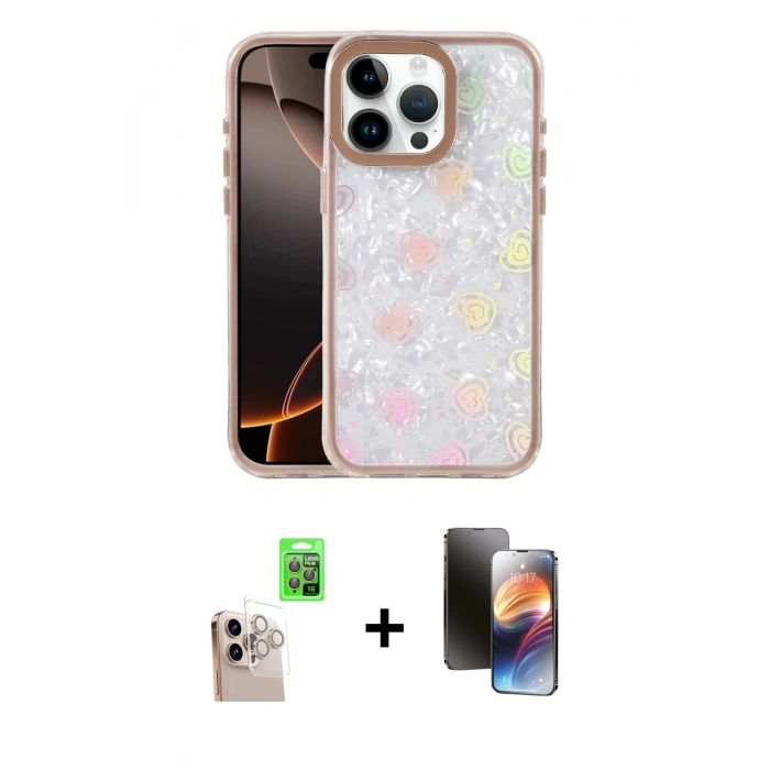 MARSİLYAN™- iPhone 16 Pro Max Kılıf Odak Prime - Siyah 3D Antistatik Mat Seramik Nano Ekran Koruyucu + Raze Metal Kamera Lens - NLGY