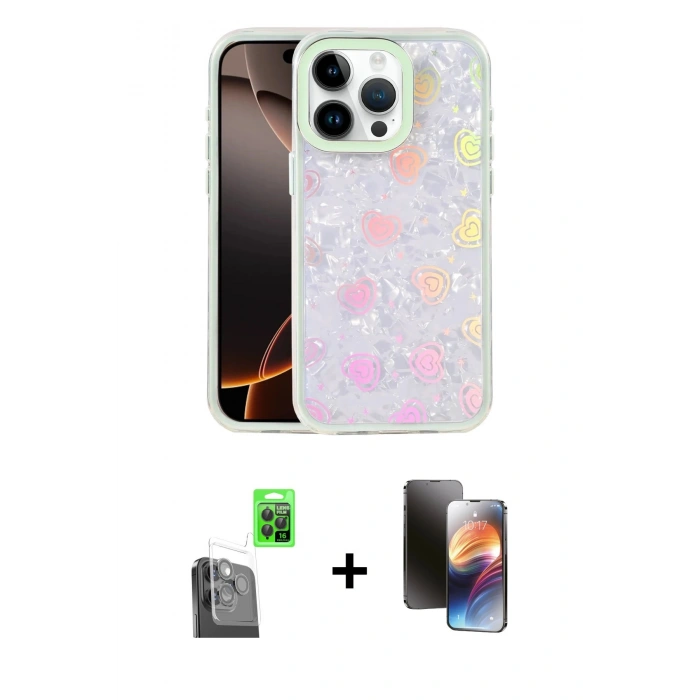 MARSİLYAN™- iPhone 16 Pro Max Kılıf Odak Prime - Siyah 3D Antistatik Mat Seramik Nano Ekran Koruyucu + Raze Metal Kamera Lens - SH