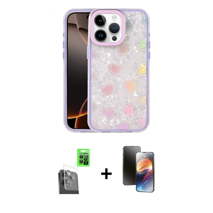 MARSİLYAN™- iPhone 16 Pro Max Kılıf Odak Prime - Siyah 3D Antistatik Mat Seramik Nano Ekran Koruyucu + Raze Metal Kamera Lens - SH