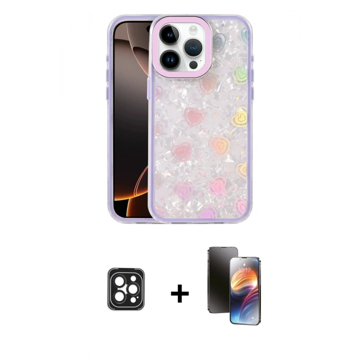 MARSİLYAN™- iPhone 16 Pro Max Kılıf Odak Prime - Siyah 3D Antistatik Mat Seramik Nano Ekran Koruyucu + PVD Metal Kamera Lens - SH