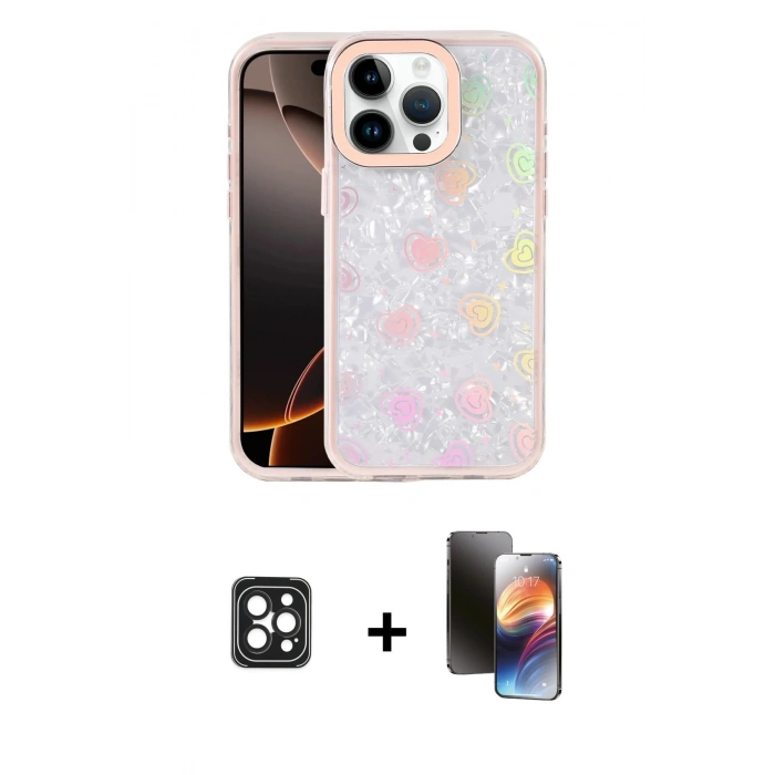 MARSİLYAN™- iPhone 16 Pro Max Kılıf Odak Prime - Siyah 3D Antistatik Mat Seramik Nano Ekran Koruyucu + PVD Metal Kamera Lens - SH
