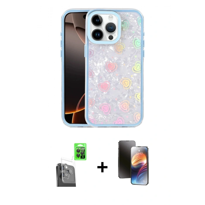 MARSİLYAN™- iPhone 16 Pro Max Kılıf Odak Prime - Siyah 3D Antistatik Mat Seramik Nano Ekran Koruyucu + Raze Metal Kamera Lens - SH