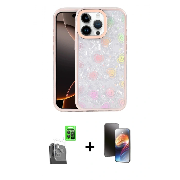 MARSİLYAN™- iPhone 16 Pro Max Kılıf Odak Prime - Siyah 3D Antistatik Mat Seramik Nano Ekran Koruyucu + Raze Metal Kamera Lens - SH