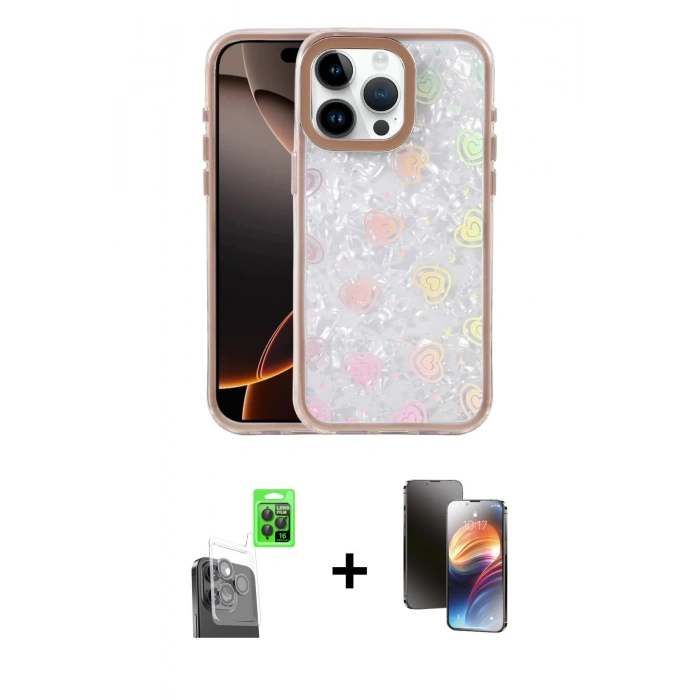 MARSİLYAN™- iPhone 16 Pro Max Kılıf Odak Prime - Siyah 3D Antistatik Mat Seramik Nano Ekran Koruyucu + Raze Metal Kamera Lens - SH