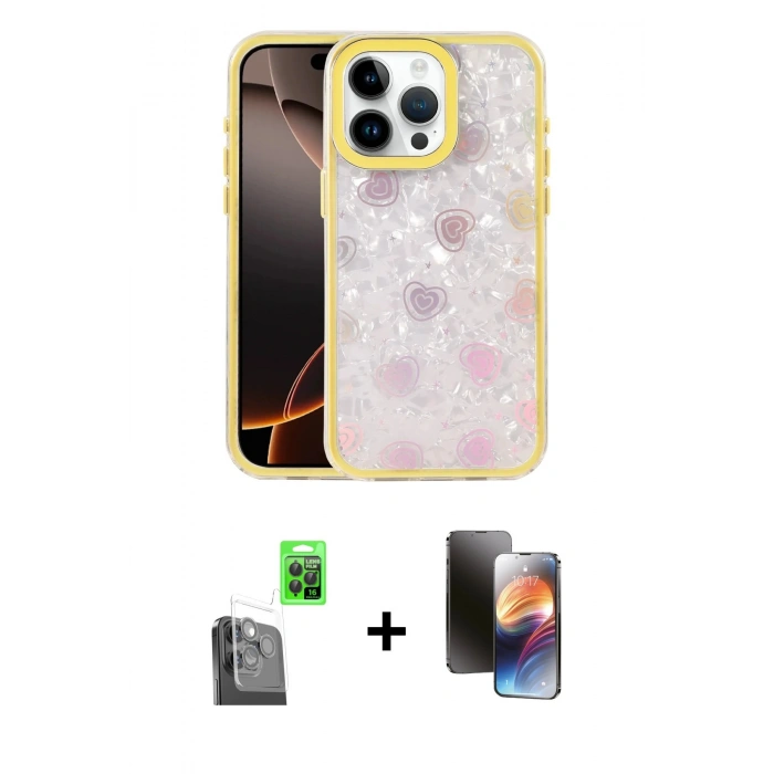 MARSİLYAN™- iPhone 16 Pro Max Kılıf Odak Prime - Siyah 3D Antistatik Mat Seramik Nano Ekran Koruyucu + Raze Metal Kamera Lens - SH