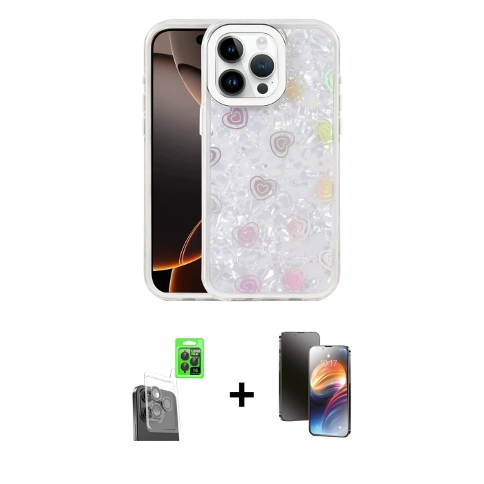 MARSİLYAN™- iPhone 16 Pro Max Kılıf Odak Prime - Siyah 3D Antistatik Mat Seramik Nano Ekran Koruyucu + Raze Metal Kamera Lens - SH