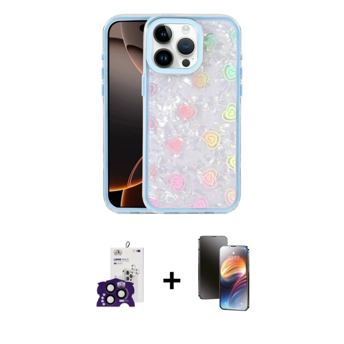 MARSİLYAN™- iPhone 16 Pro Max Kılıf Odak Prime - Siyah 3D Antistatik Mat Seramik Nano Ekran Koruyucu + Bilvis Titan Kamera Lens - SH