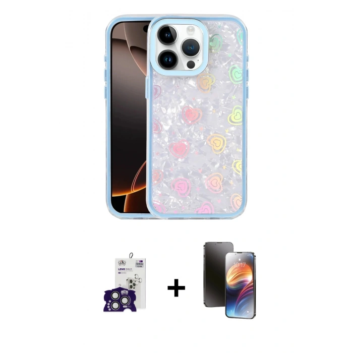 MARSİLYAN™- iPhone 16 Pro Max Kılıf Odak Prime - Siyah 3D Antistatik Mat Seramik Nano Ekran Koruyucu + Bilvis Titan Kamera Lens - TMGI