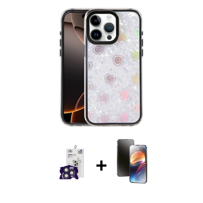 MARSİLYAN™- iPhone 16 Pro Max Kılıf Odak Prime - Siyah 3D Antistatik Mat Seramik Nano Ekran Koruyucu + Bilvis Titan Kamera Lens - TMGI