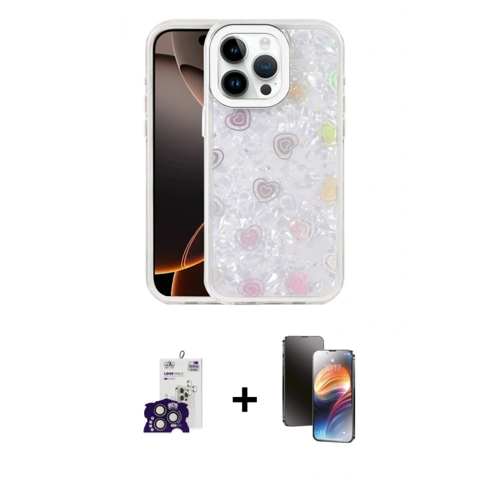 MARSİLYAN™- iPhone 16 Pro Max Kılıf Odak Prime - Siyah 3D Antistatik Mat Seramik Nano Ekran Koruyucu + Bilvis Titan Kamera Lens - TMGI