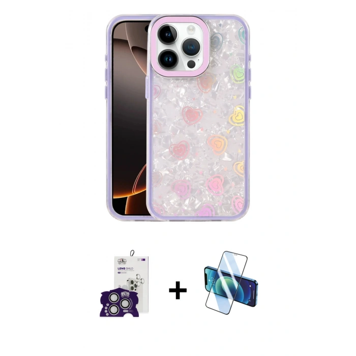 MARSİLYAN™- iPhone 16 Pro Max Kılıf Odak Prime - Siyah 3D Antistatik Seramik Nano Ekran Koruyucu + Gümüş Bilvis Titan Kamera Lens
