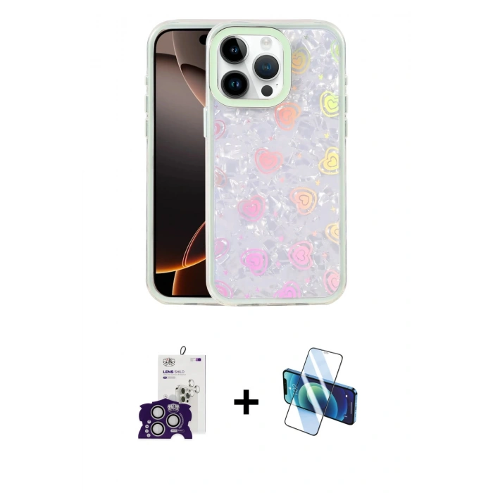 MARSİLYAN™- iPhone 16 Pro Max Kılıf Odak Prime - Siyah 3D Antistatik Seramik Nano Ekran Koruyucu + Gümüş Bilvis Titan Kamera Lens