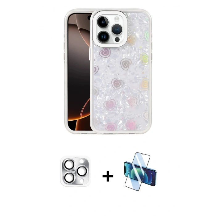MARSİLYAN™- iPhone 16 Pro Max Kılıf Odak Prime - Siyah 3D Antistatik Seramik Nano Ekran Koruyucu + Pers Alüminyum Kamera Lens - GS