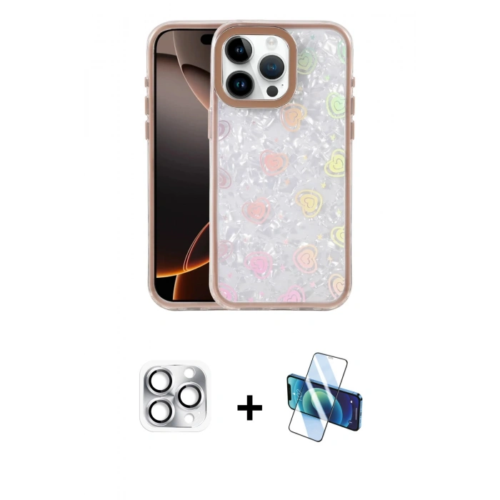 MARSİLYAN™- iPhone 16 Pro Max Kılıf Odak Prime - Siyah 3D Antistatik Seramik Nano Ekran Koruyucu + Pers Alüminyum Kamera Lens - GS